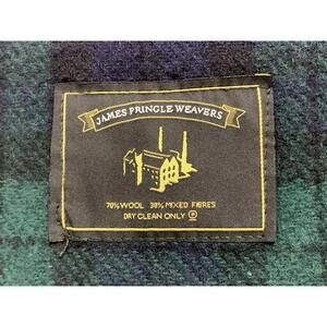 James Pringle Weavers 51x63” Wool Blend Plaid Fringe Throw Blanket P153